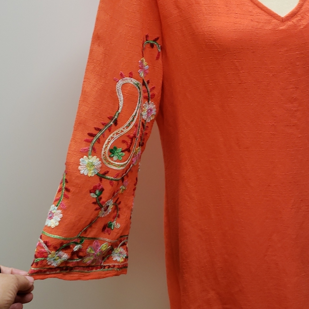 Anthro Fig & Flower Sz M Embroidered Dress E25 - Picture 2 of 8